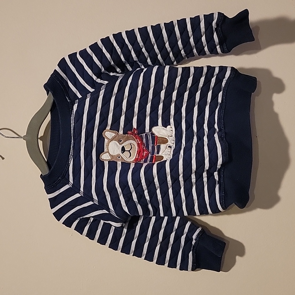 Little me Bulldog Bandana navy and white stripe white size 3 t